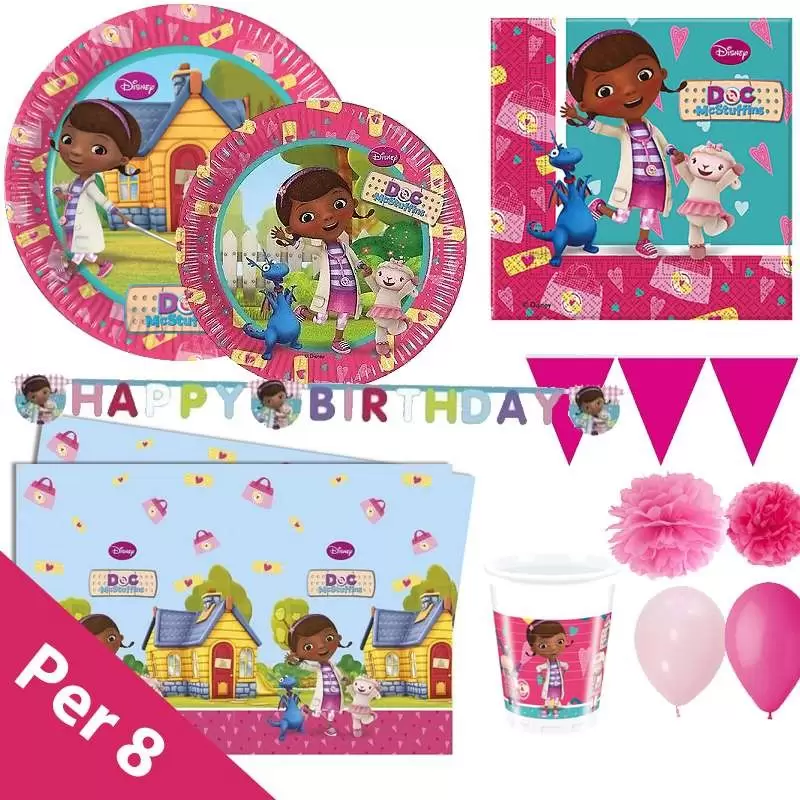 Kit n.66 dottoressa peluche - coordinato festa per 8