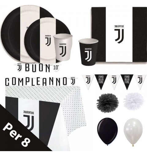 Kit n.66 Juventus - addobbi tavola bianco neri