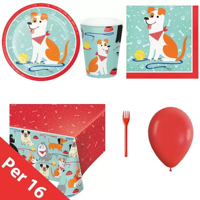 Kit n.6 dog party new - set tavola a tema cani