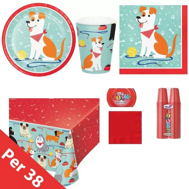 Kit n.7 dog party new - set tavola per 38 persone