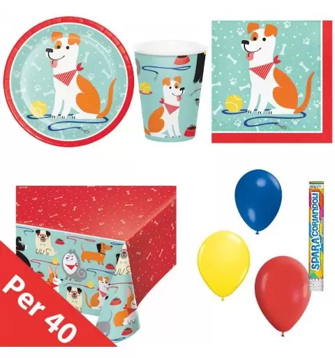 Kit n.30 coordinato cagnolini - set festa dog party new