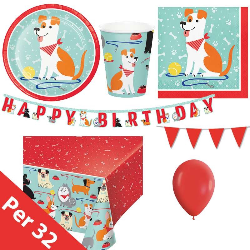 Kit n.27 dog party new - coordinato per festa di compleanno