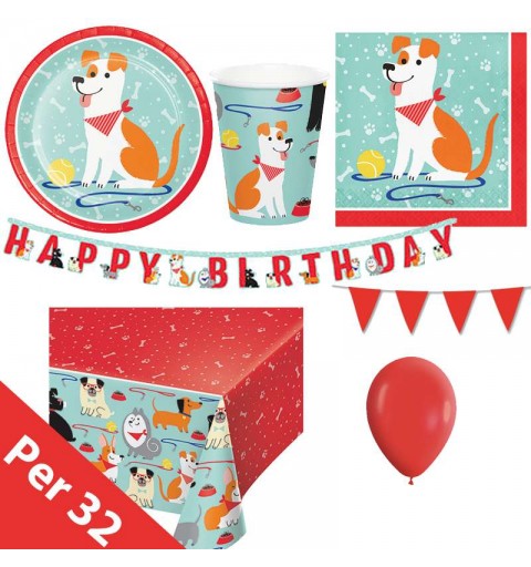Kit n.27 dog party new - coordinato per festa di compleanno