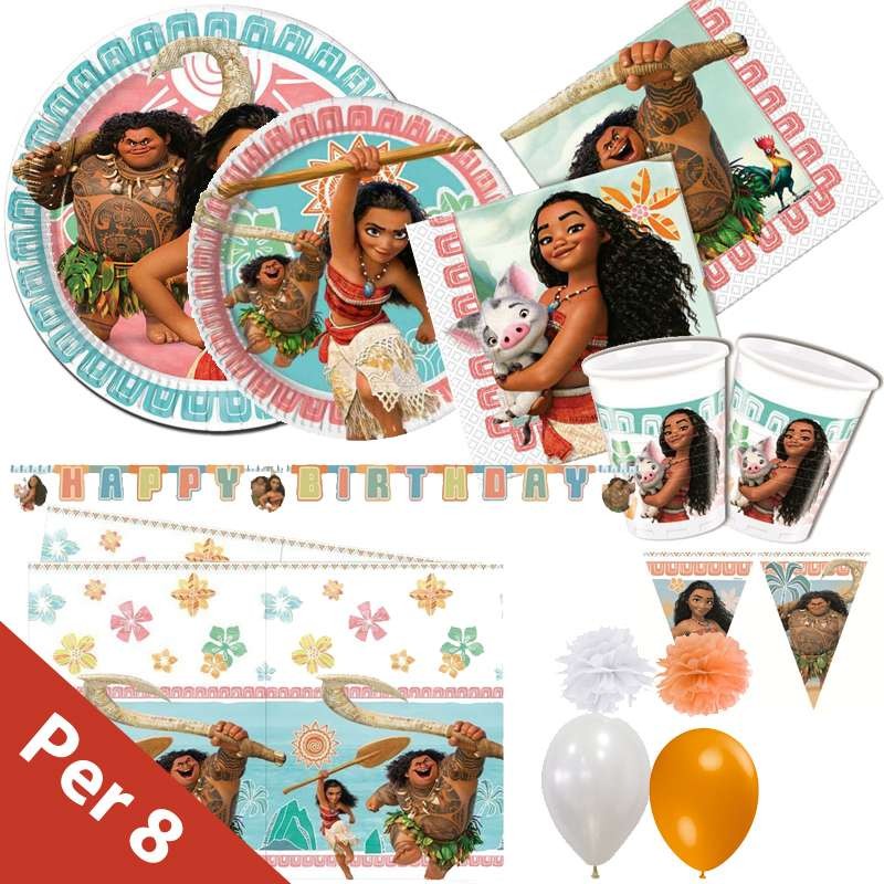 Oceania Disney- Cdc kit n°2 festa e party Oceania 16 piatti, 16 bicchieri, 20 tovaglioli 