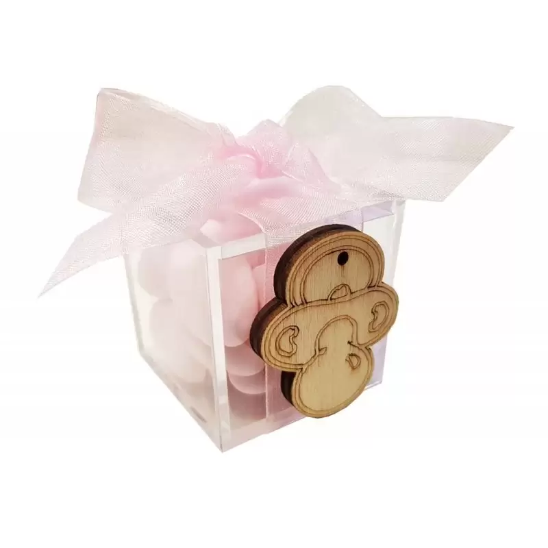 Decorazione legno con scatoline plexiglass - 24 pz