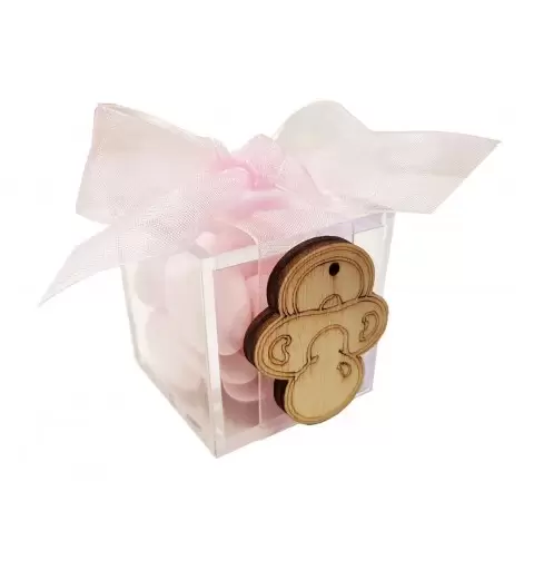 Decorazione legno con scatoline plexiglass - 24 pz