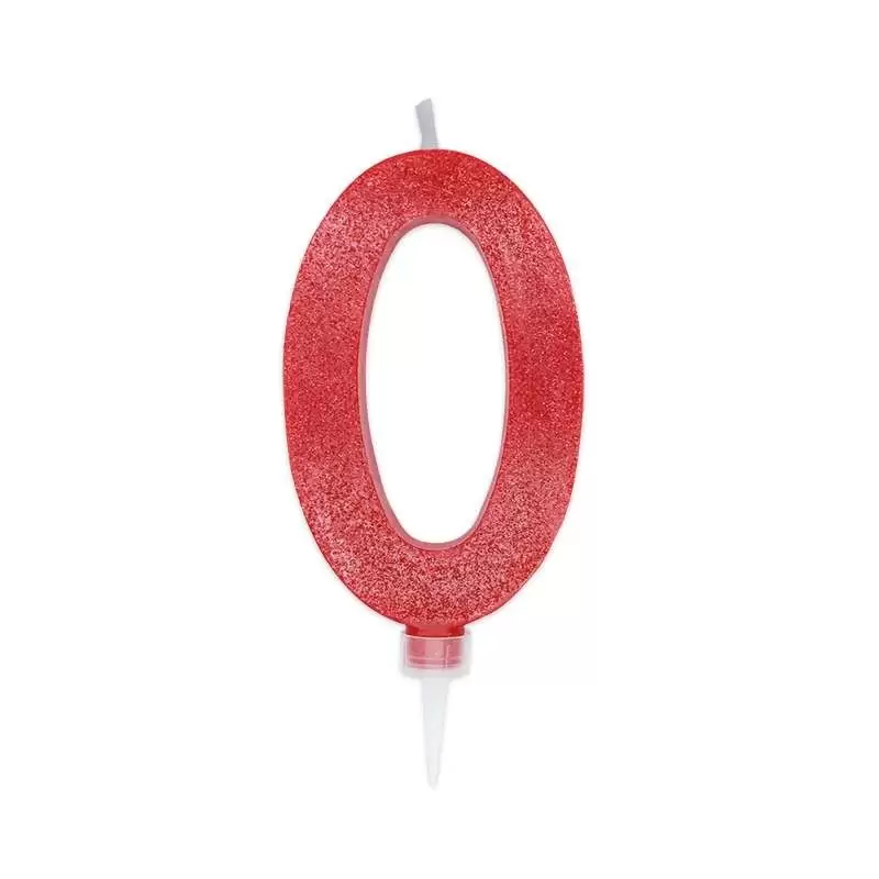 Candeline numeriche rosse glitter per torte - tutti i numeri
