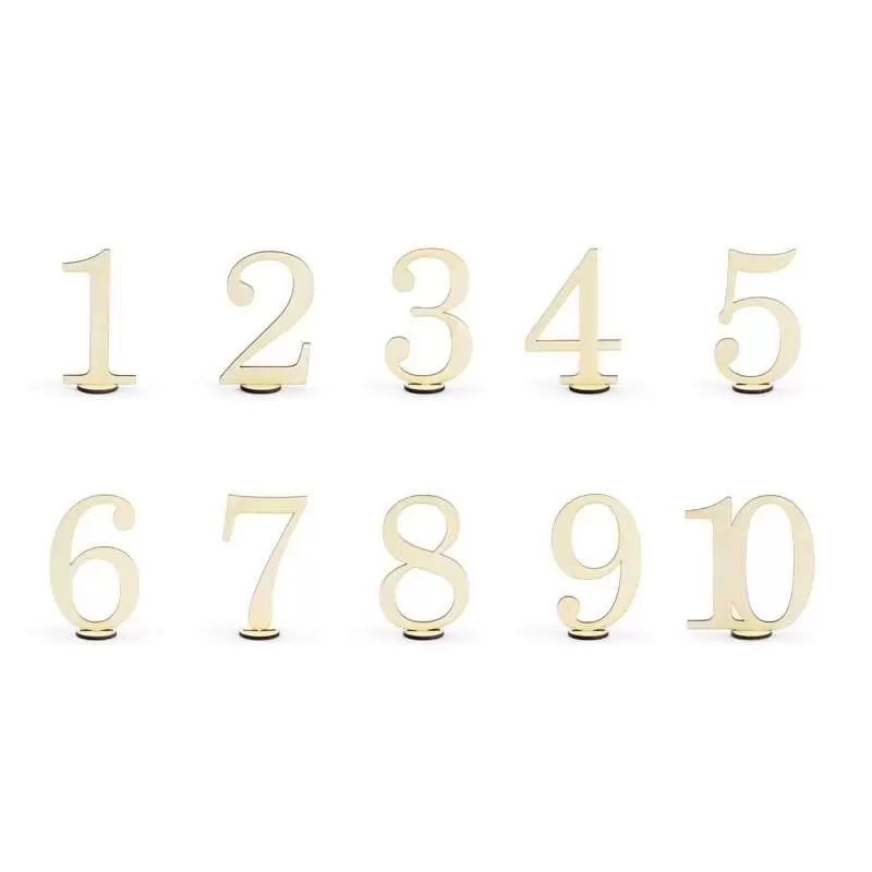 Numeri in legno da tavolo - set da 10 pz