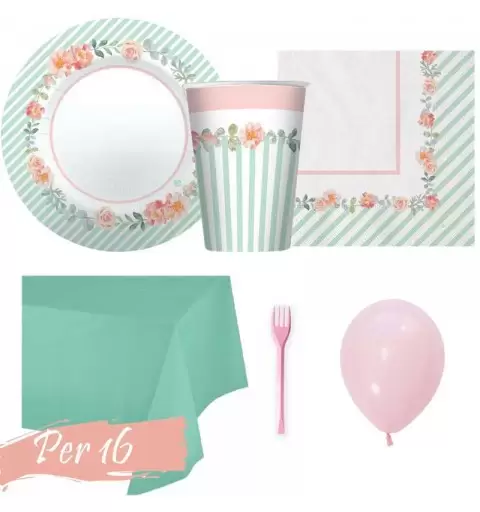 Kit n.6shabby - completo per tavola 16 persone