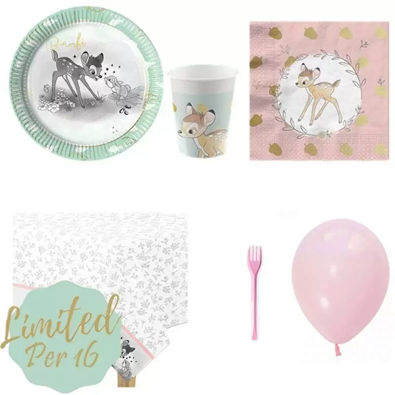 Kit n.6 Bambi - coordinato festa con forchette e palloncini