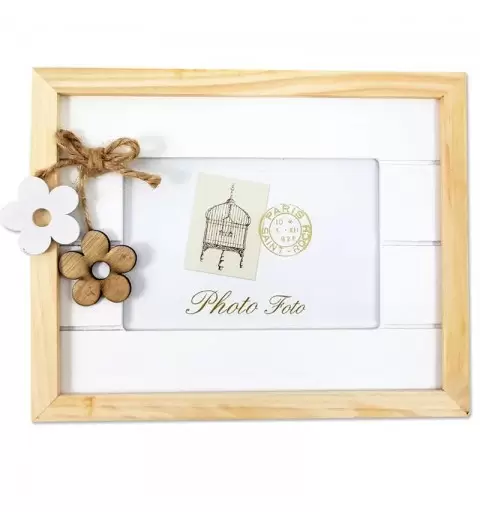 Cornice di legno con fiorellini