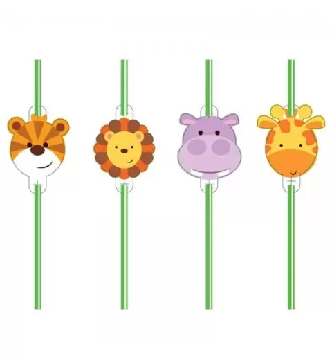 Cannucce animali della giungla - 16 pz