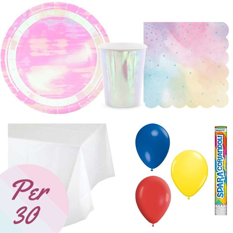 Kit n.3 iridescent - compleanno per 30 persone