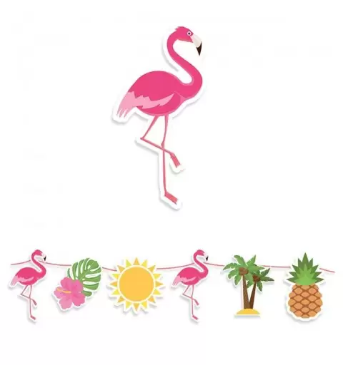 Ghirlanda fenicottero in cartoncino - flamingo party