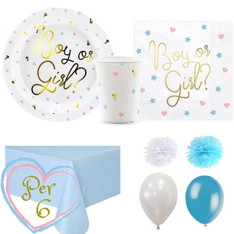 Decorazioni Tavola Gender Reveal - Lettere Legno "Ragazzo" E "Ragazza" In Blu E Rosa Per Feste