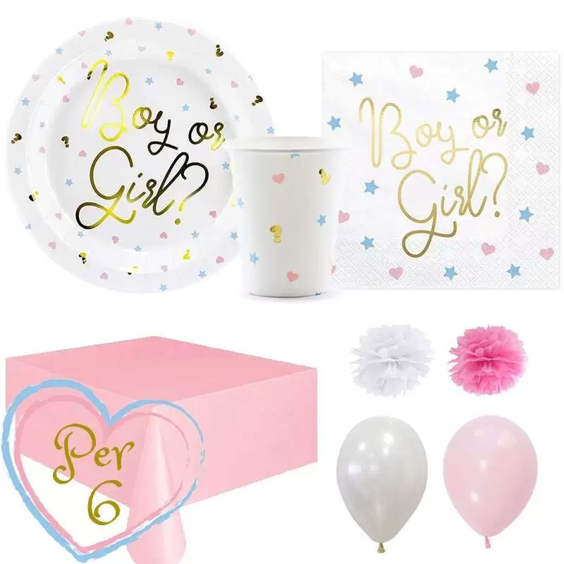 Kit n.49 boy or girl - accessori tavola gender reveal party