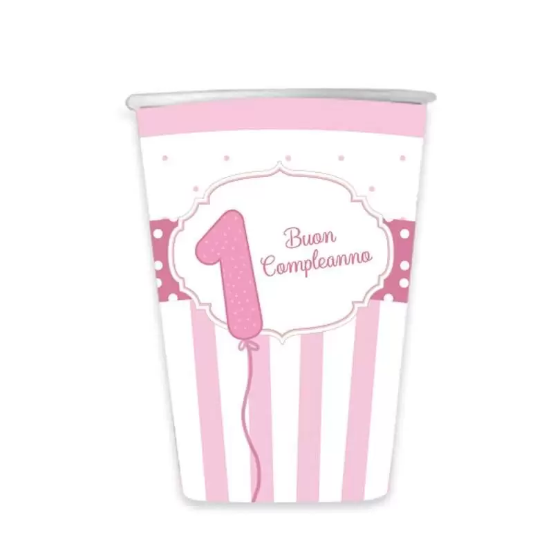 Kit n.30 primo compleanno rosa strisce