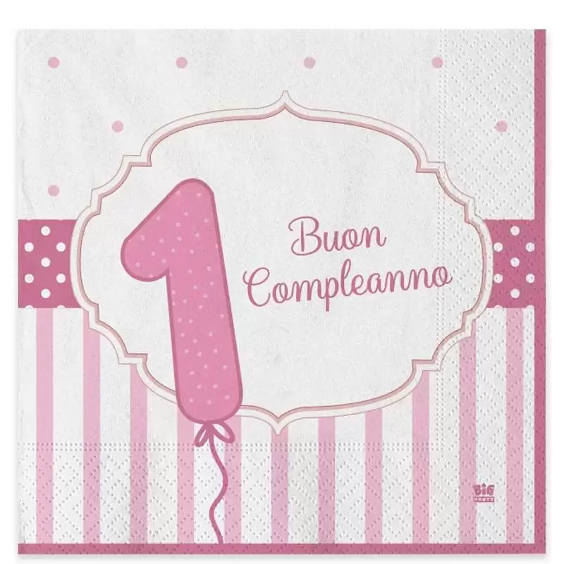 Kit n.30 primo compleanno rosa strisce