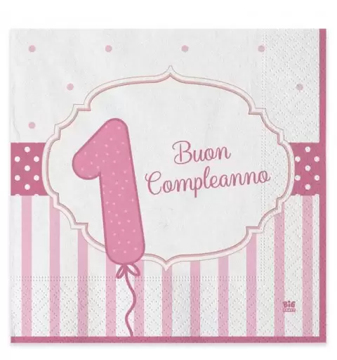 Kit n.30 primo compleanno rosa strisce