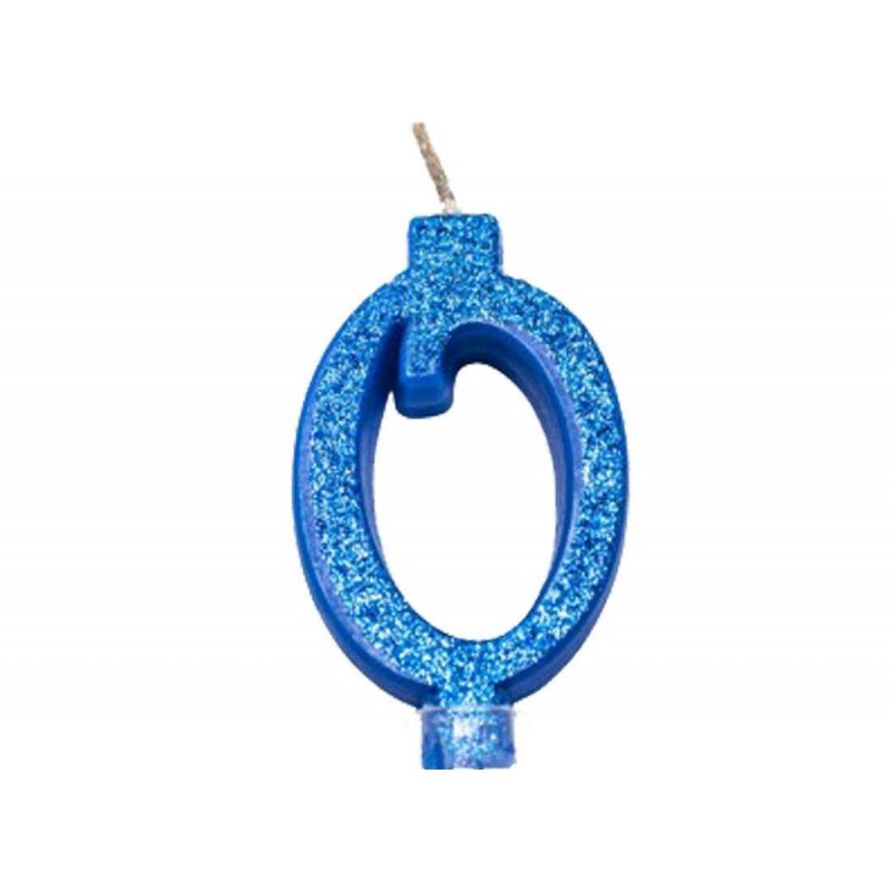 Candelina numerica blu glitter 7 cm