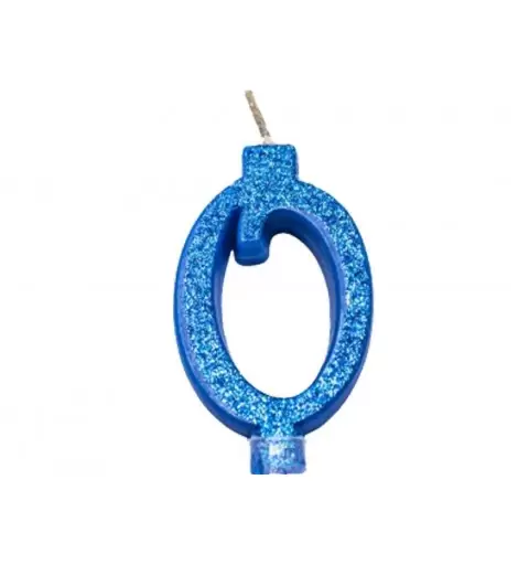 Candelina numerica blu glitter 7 cm