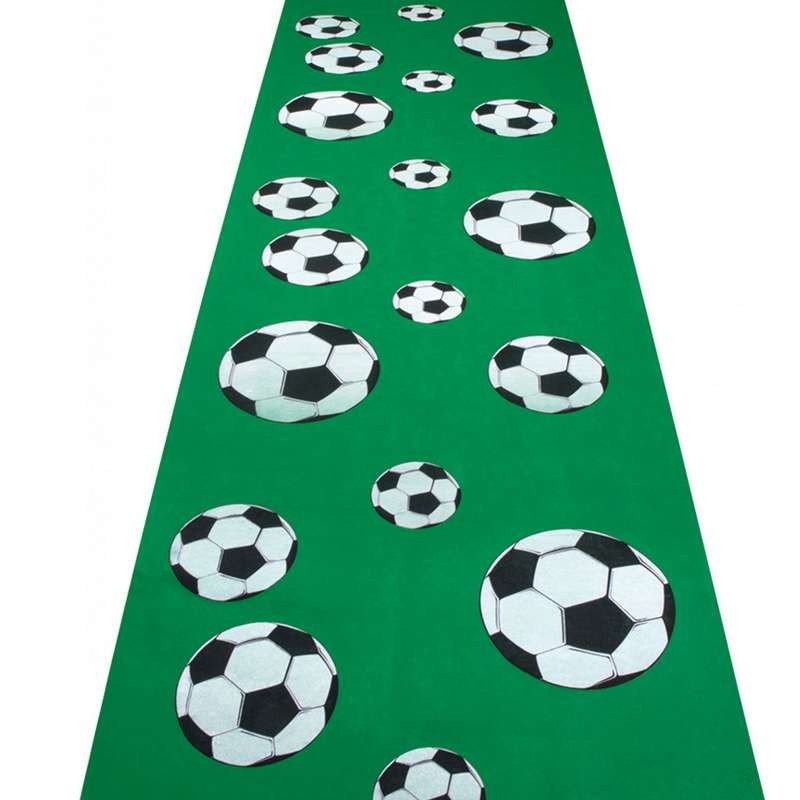 Tappeto tema calcio - verde con palloni da gioco stampati