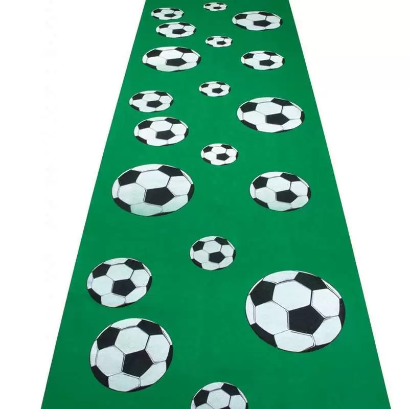 Tappeto tema calcio - verde con palloni da gioco stampati