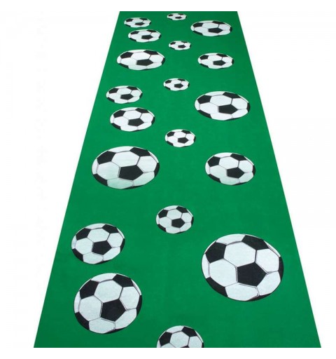 Tappeto tema calcio - verde con palloni da gioco stampati