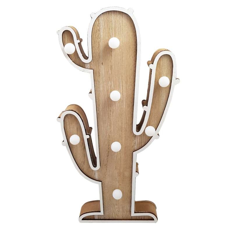 Cactus di legno con led a batteria