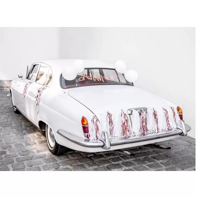 Decorazioni auto sposi oro rosa - nappine foil ghirlanda