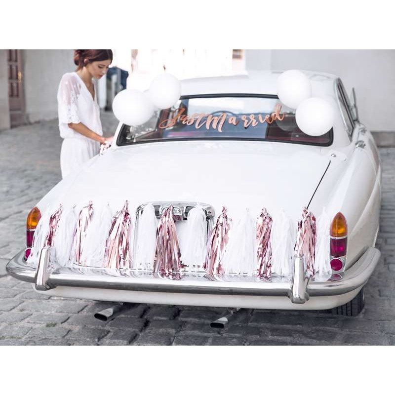 Decorazioni auto sposi oro rosa - nappine foil ghirlanda