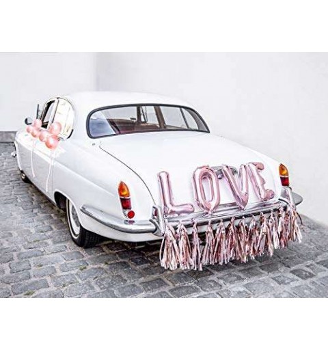 Addobbi auto sposi con foil Love oro rosa - kit macchina sposi