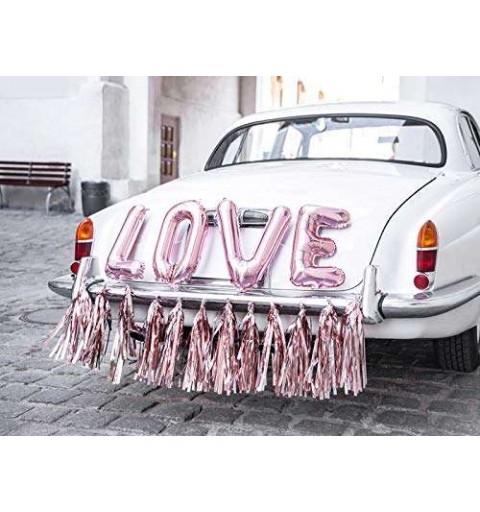 Addobbi auto sposi con foil Love oro rosa - kit macchina sposi