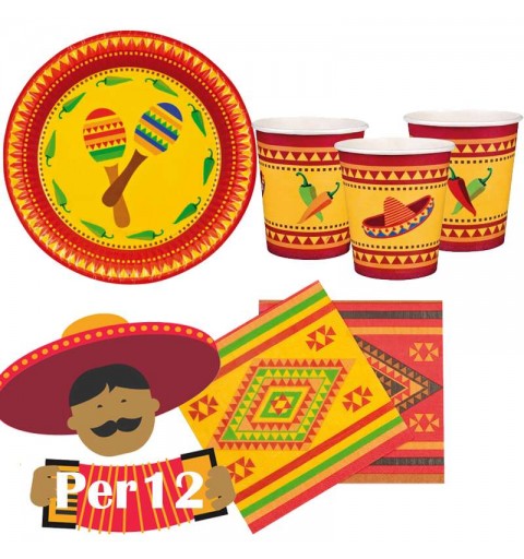Kit n.2 festa messicana - addobbi per 12 persone