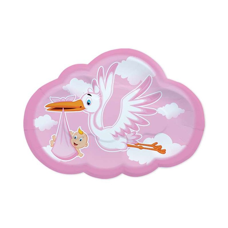 Kit n.59 cicogna nuvola rosa - accessori tavola bimba