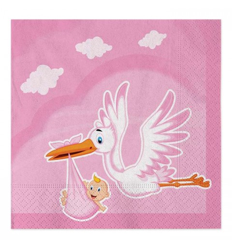 Kit n.59 cicogna nuvola rosa - accessori tavola bimba