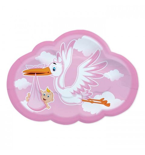 Kit n.16 cicogna nuvola rosa - addobbi nascita bambina