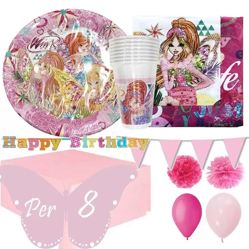 Kit n.57 Winx - addobbi festa per 8 persone