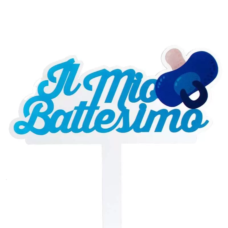 Cake topper il mio battesimo celeste con ciuccetto - in plexiglass
