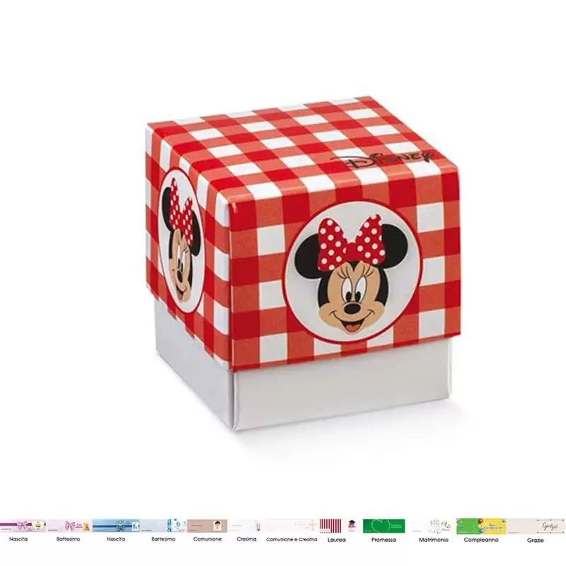 Scatoline Minnie portaconfetti a cubo con coperchio - 20 pz