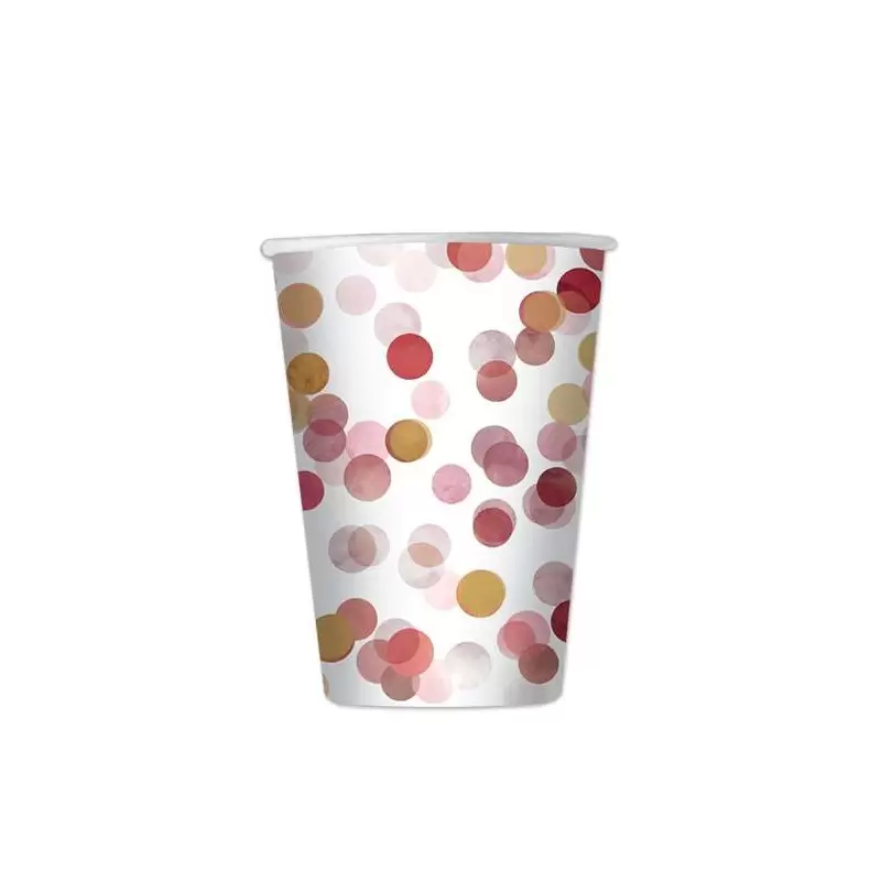 Bicchieri coriandoli rosa - 8 pz