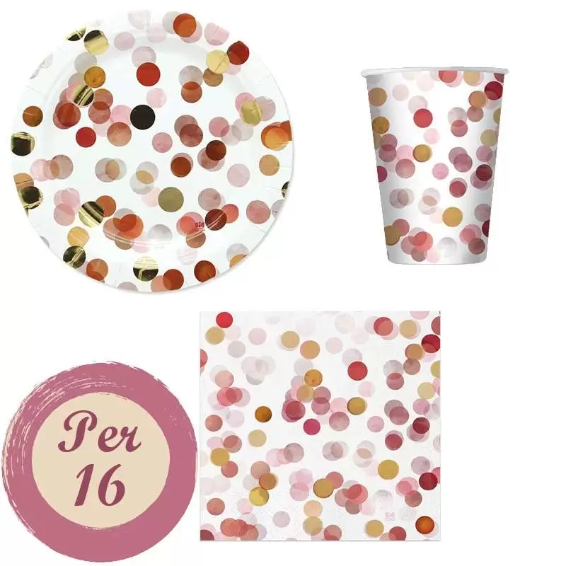 Kit n.2 coriandoli rosa - set tavola rose gold e oro