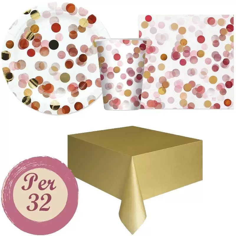 Kit n.16 coriandoli rosa - coorinato tavola per 32