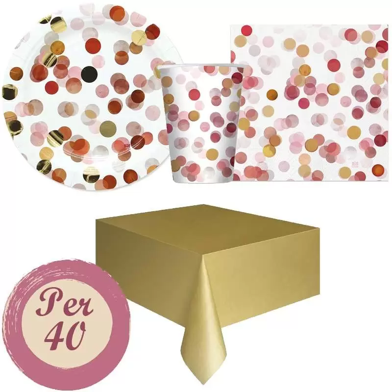 Kit n.3 coriandoli rosa - coordinato festa per 40
