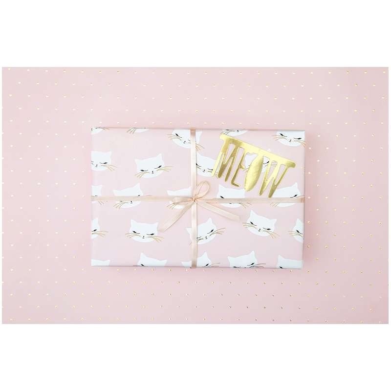Carta regalo gatti rosa - una confezione con due rotoli
