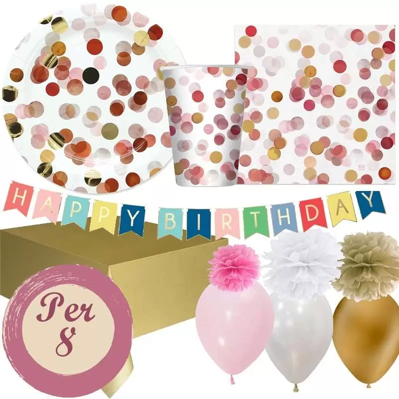 Kit n.65 coriandoli rosa - coordinato per 8 persone