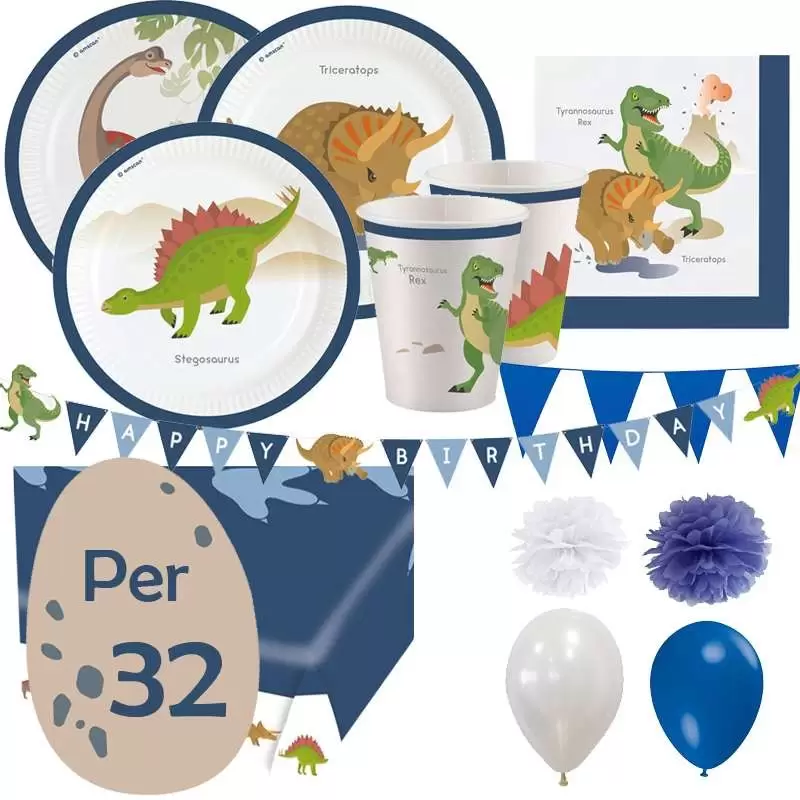 Kit n.46 happy dinosaur - completo tavola per 32