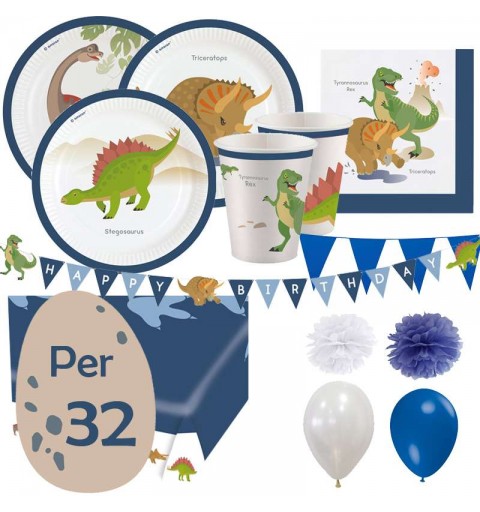 Kit n.46 happy dinosaur - completo tavola per 32