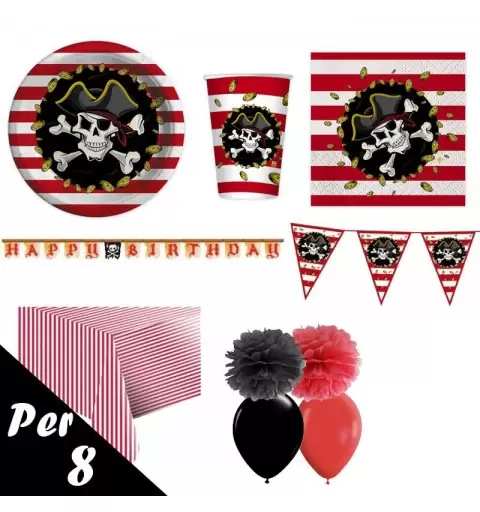 Kit n.57 pirati strisce - addobbi commpleanno