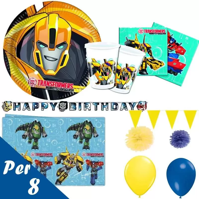 Kit n.57 transformers - coordinato festa per 8 bambini